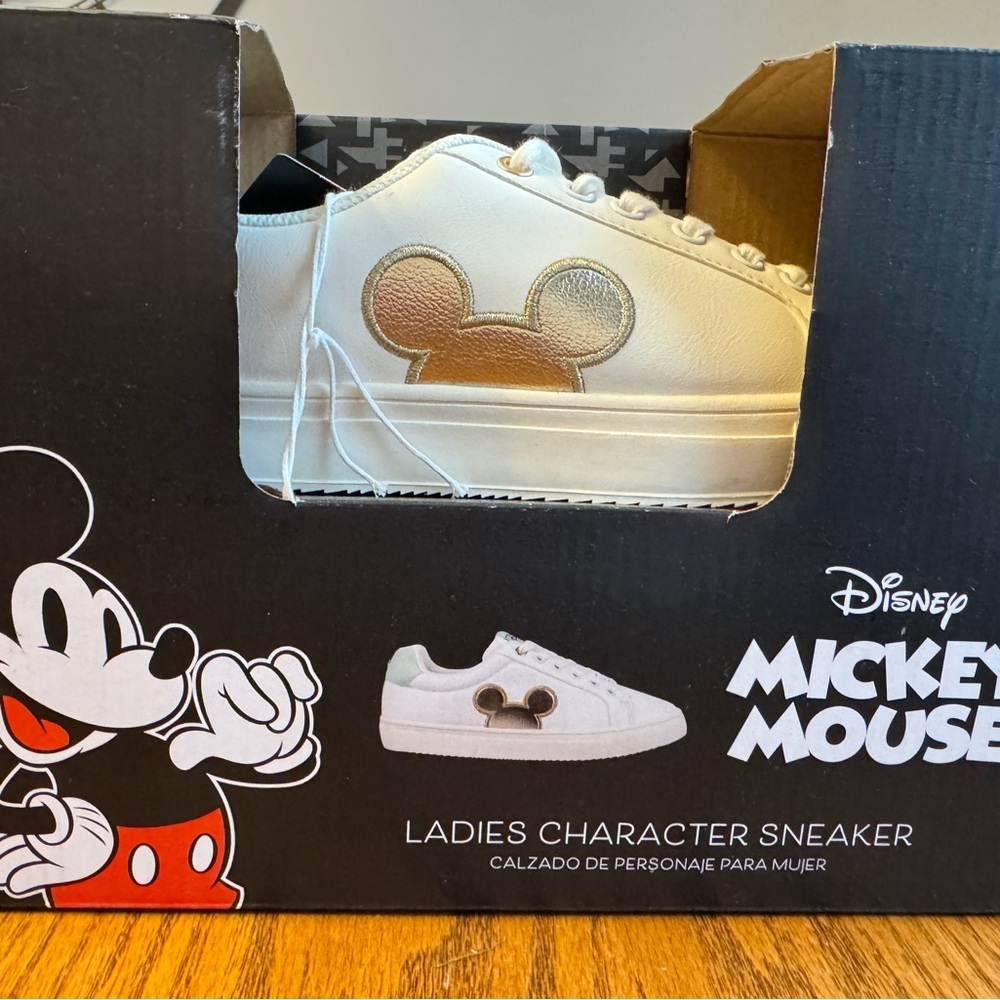 Disney Mickey Mouse White and Gold Sneakers